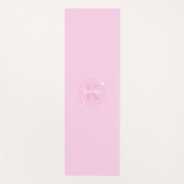 Esterilla De Yoga Feminina monogramada rosa Pastel moderno (Anverso)