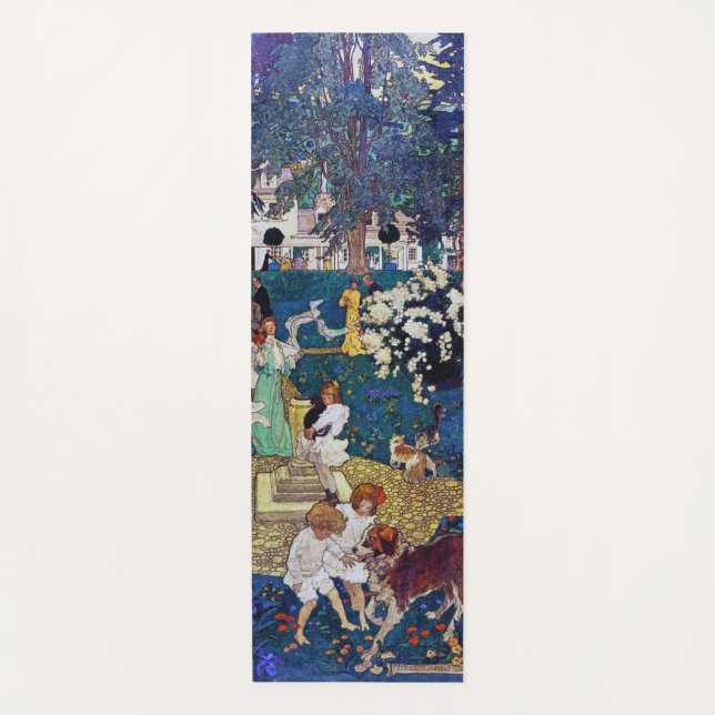 Esterilla De Yoga Fiesta de jardín con perro y gato, Jessie Willcox  (Anverso)