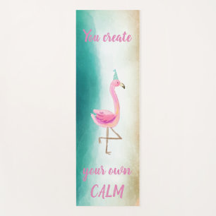 Esterilla De Yoga Flamencos Rosados Mensaje Motivacional Acuarela