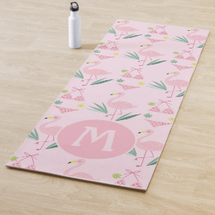 Esterilla De Yoga Flamingo canino y monograma rosa bikini