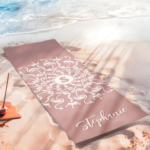 Esterilla De Yoga Flamingo Pearl Mandala Monograma Mauve Polvoriento