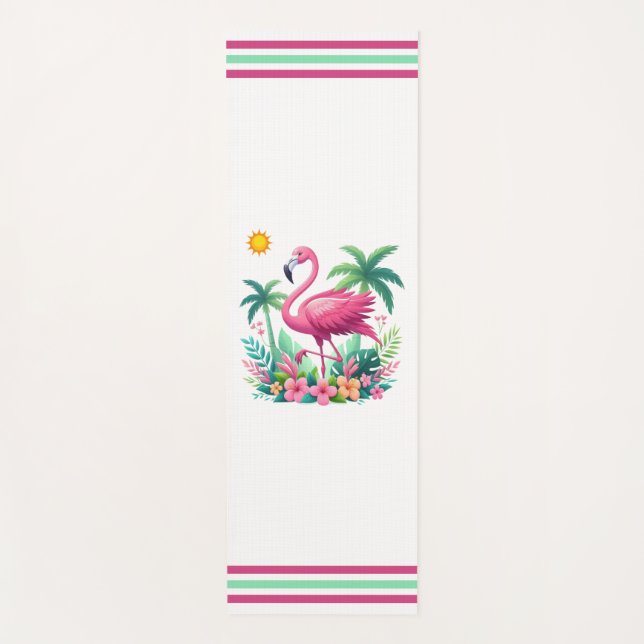 Esterilla De Yoga Flamingo rosa de Florida/Tropical (Anverso)
