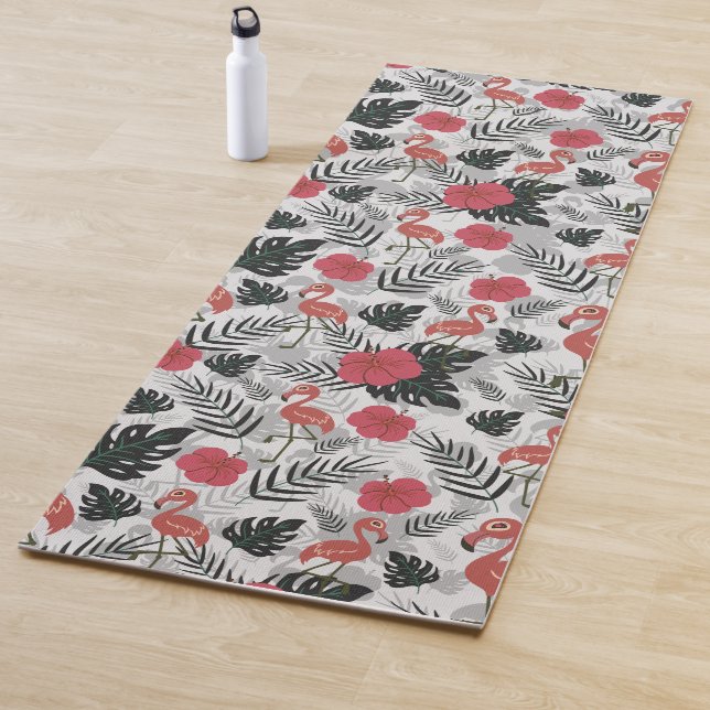 Esterilla De Yoga Flamingo seamless pattern with floral background (In situ)