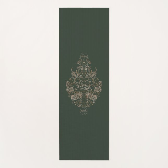 Esterilla De Yoga Flannel Forest Yoga Animal Pose Damask (Anverso)