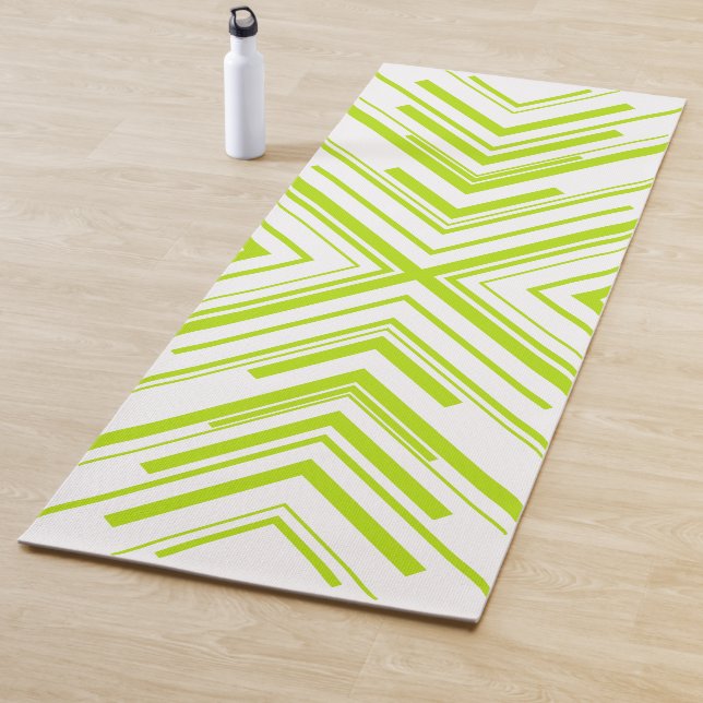 Esterilla De Yoga Flechas en verde limón y blanco (In situ)
