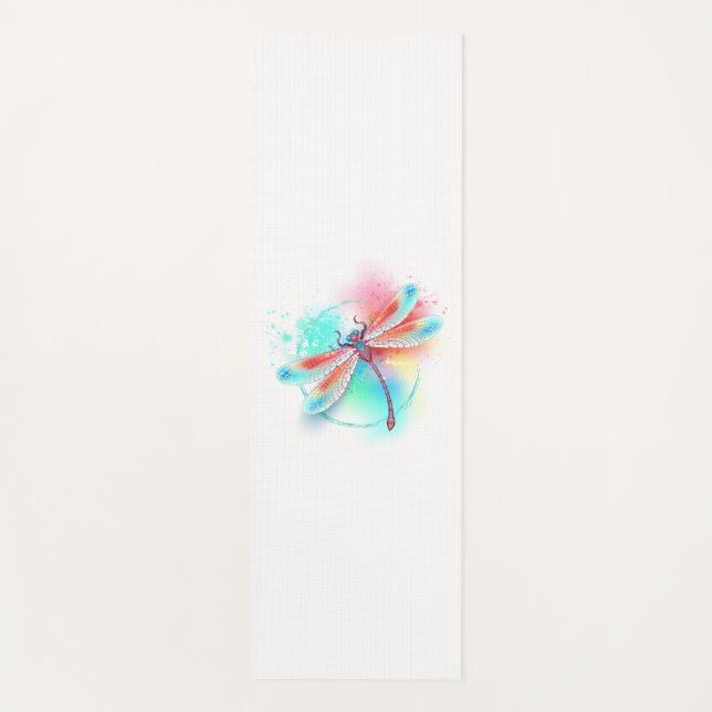 Esterilla De Yoga Fléon roja sobre fondo acuarela (Anverso)