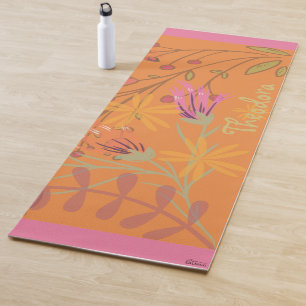 Esterilla De Yoga Flor coloreada de hoja de oro de Girly Resumen