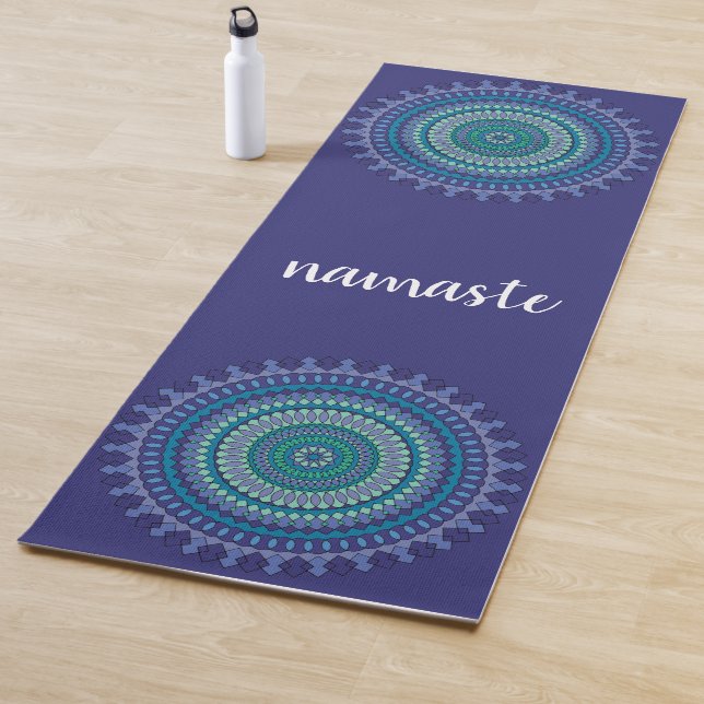Esterilla De Yoga Flor de Mandala azul de Namaste (In situ)