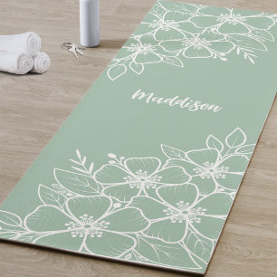 Esterilla De Yoga Flor Verde Personalizada