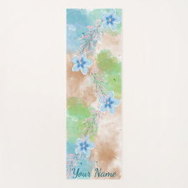 Esterilla De Yoga Floral Acuarela Azul