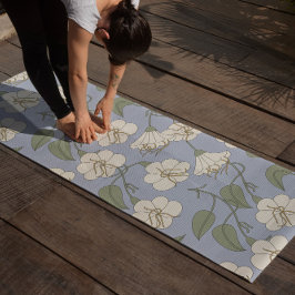 Esterilla De Yoga Floral azul botánico cottagecore