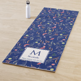 Esterilla De Yoga Floral | AZUL REAL Preciado para Dios | Monograma