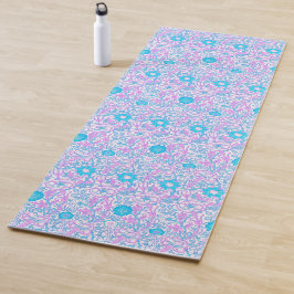 Esterilla De Yoga Floral azul y púrpura