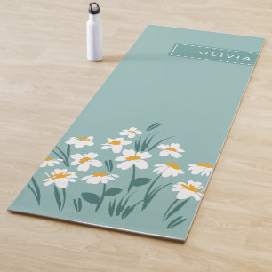 Esterilla De Yoga Floral moderno margarita azul giratorio elegante