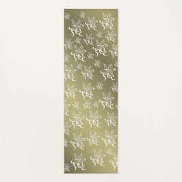 Esterilla De Yoga floral + patrón, poinsettia, dibujo, blanco, dos-