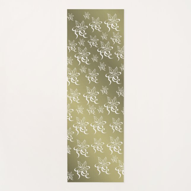 Esterilla De Yoga floral + patrón, poinsettia, dibujo, blanco, dos- (Anverso)