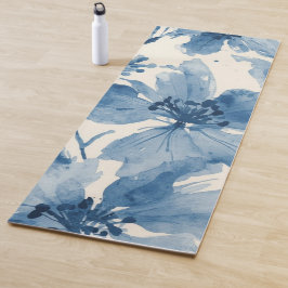 Esterilla De Yoga Floral Pintado Botánico Caprichoso Aquarela Azul