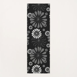 Esterilla De Yoga Floral retro en blanco y negro