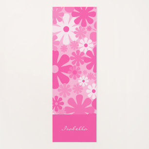 Esterilla De Yoga Floral retro personalizada 60s 70s Y2K rosa