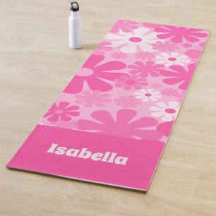 Esterilla De Yoga Floral retro personalizada 60s 70s Y2K rosa