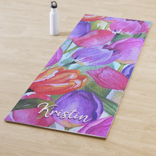Esterilla De Yoga Floral rosa vintage