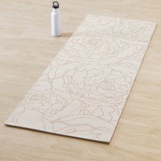 Esterilla De Yoga Floral rosas beige marrón abstracto