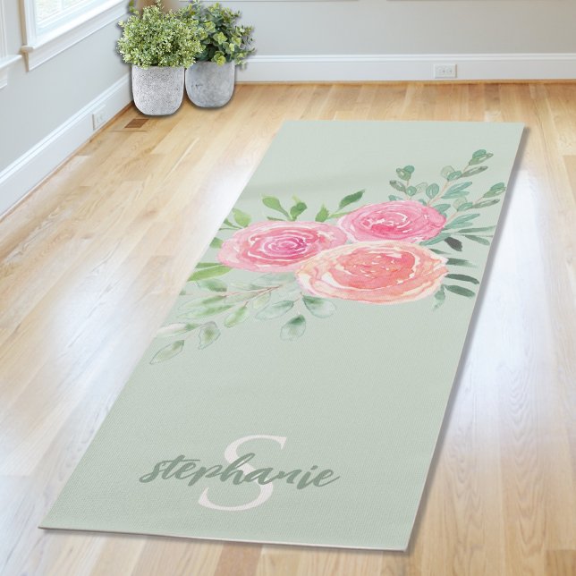 Esterilla De Yoga Floral verde personalizada (Subido por el creador)
