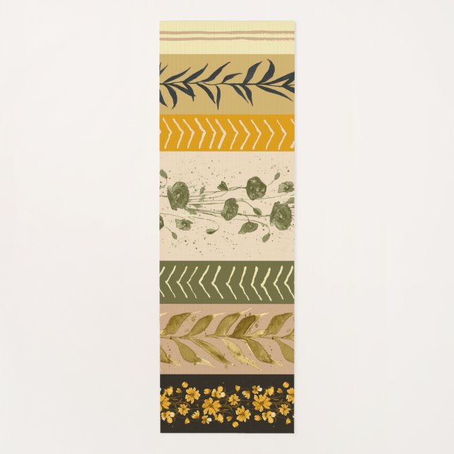 Esterilla De Yoga Floral Vintage Stripes (Anverso)
