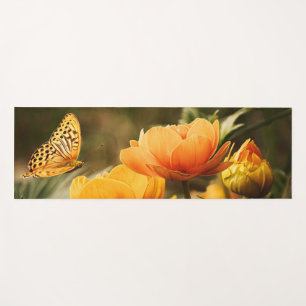 Esterilla De Yoga Flores amarillas profundas brillantes con mariposa
