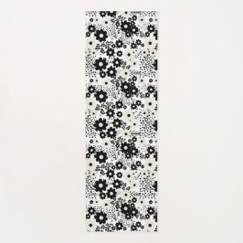 Esterilla De Yoga Flores beige y negro
