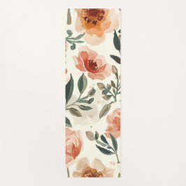 Esterilla De Yoga Flores Botánicas de Acuarela Naranja Pintura