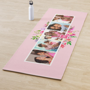 Esterilla De Yoga Flores brillantes 5 Collages de fotos Monogramados
