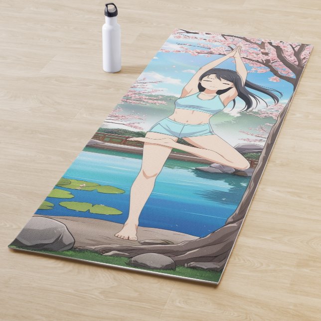 Esterilla De Yoga flores cerezo yoga anime manga woman girl fan art (In situ)