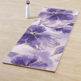 Esterilla De Yoga Flores de Acuarela de Violetas Florecidas Pintadas
