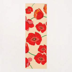 Esterilla De Yoga Flores de amapola roja en Ilustracion de fondo bei