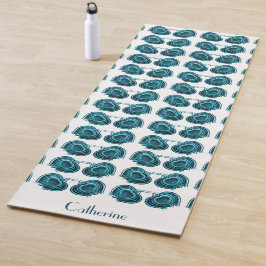 Esterilla De Yoga Flores de Art Nouveau en azul