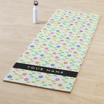 Flores de colores, fondo verde claro, negro