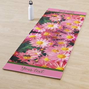 Esterilla De Yoga Flores De Daisy Rosa Y Abeja Bumble Personalizadas