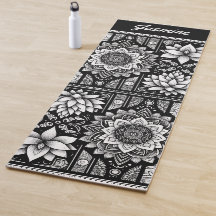 Flores de Lotus y Mandalas en blanco y negro