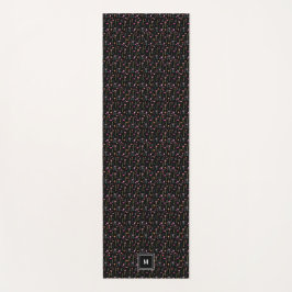 Esterilla De Yoga Flores de Neon sobre Negro, Monogramado