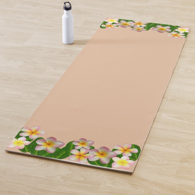 Esterilla De Yoga Flores de Plumeria sobre beige champán (In situ)