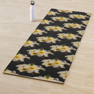Esterilla De Yoga Flores de satén elegantes en negro
