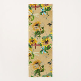 Esterilla De Yoga Flores de vintage y libélulas