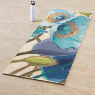 Esterilla De Yoga Flores en diversas sombras de púrpura y de azul