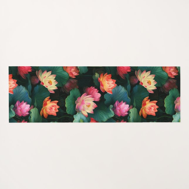Esterilla De Yoga Flores etéreas de Lotus rosado, inspiradas en el A (Reverso (horizontal))