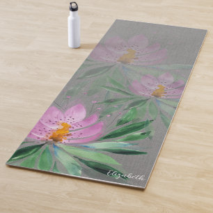 Esterilla De Yoga Flores florecen aguas violetas monogramadas