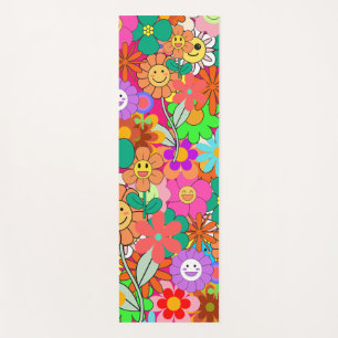 Esterilla De Yoga Flores Hippie Retro Groovy Boho