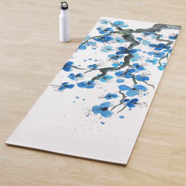 Esterilla De Yoga Flores japonesas azules yoga (In situ)