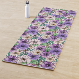 Esterilla De Yoga Flores moradas y rosas