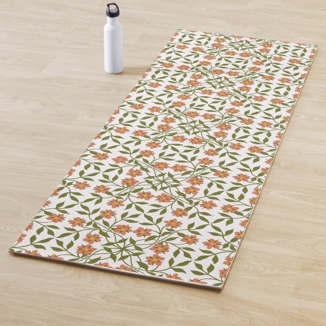 Esterilla De Yoga Flores naranjas, patrón floral, vegetación, boho (In situ)